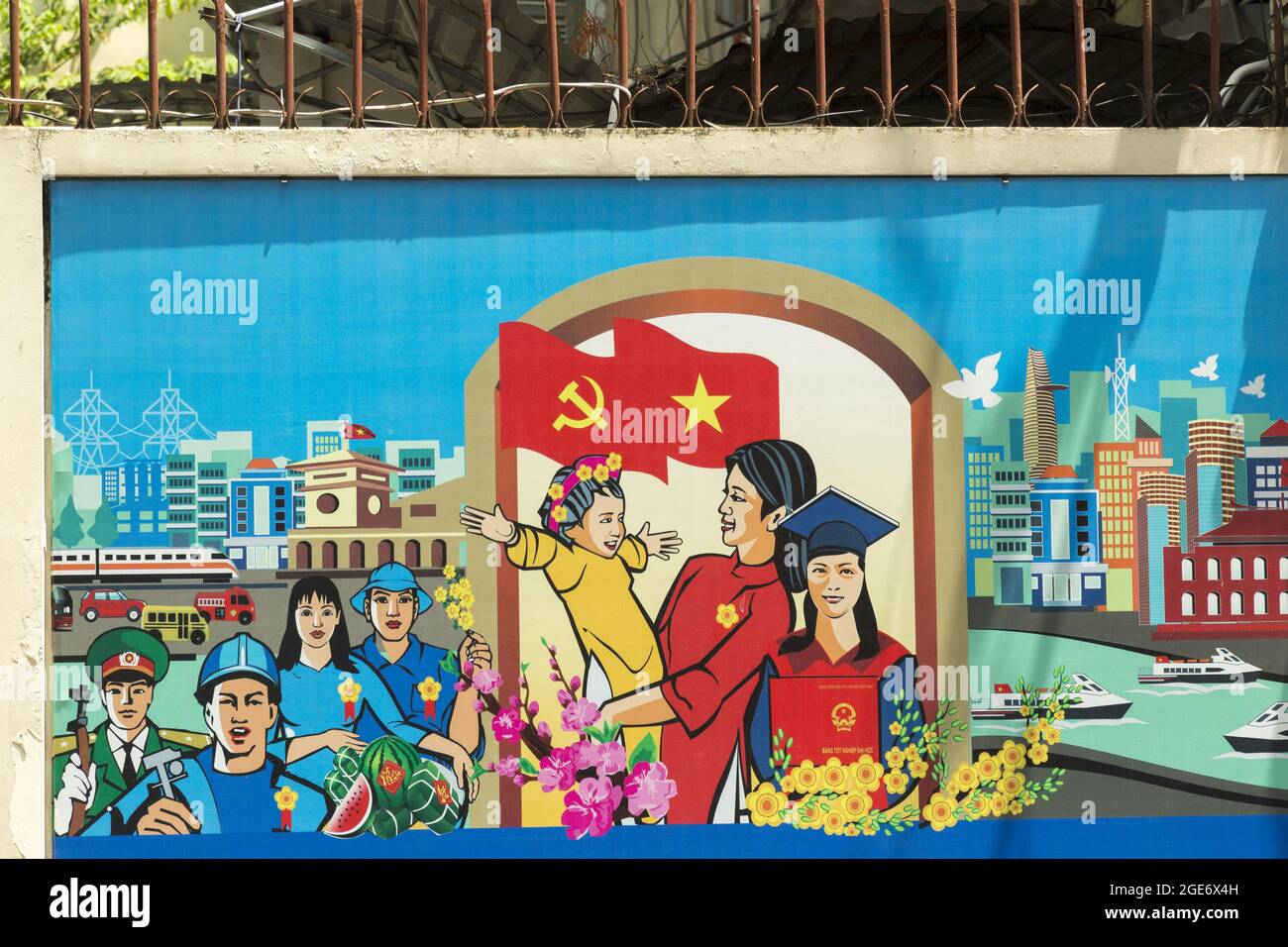 Panneaux publicitaires de propagande au Vietnam Banque D'Images
