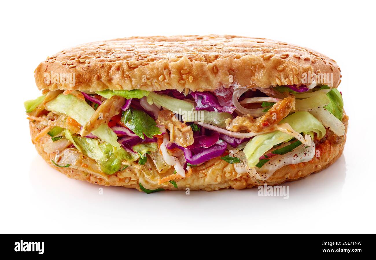 Sandwich Kebab isolé sur fond blanc Banque D'Images