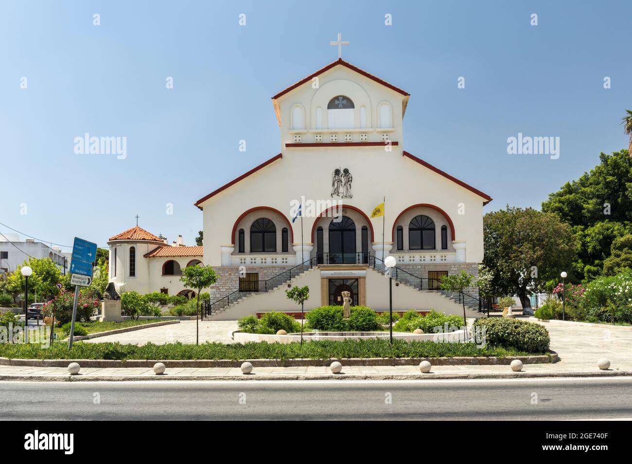 L'Église catholique d'Evangelismos sur l'île grecque de Kos, ville de Kos, Grèce Banque D'Images