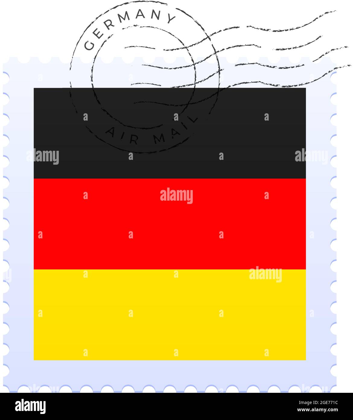 Marque d'affranchissement Allemagne. Drapeau national timbre-poste isolé sur fond blanc illustration vectorielle. Estampille avec motif officiel de drapeau national et décompte Illustration de Vecteur