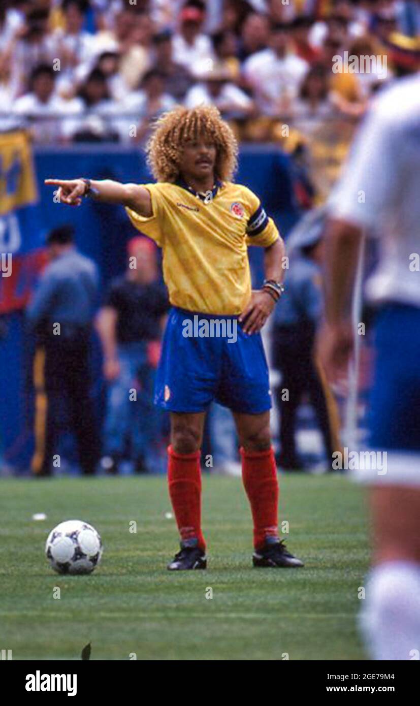 Carlos Valderrama est le capitaine de l'équipe nationale colombienne de football Banque D'Images