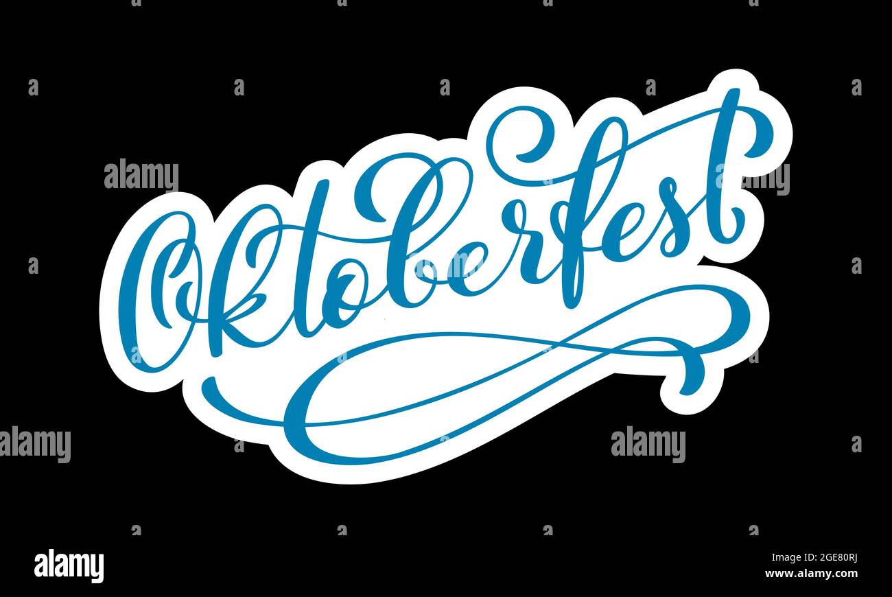 Oktoberfest fête fond. Heureux l'Oktoberfest en allemand. typographie lettrage Décoration fête de la bière icône de badge. Illustration de Vecteur