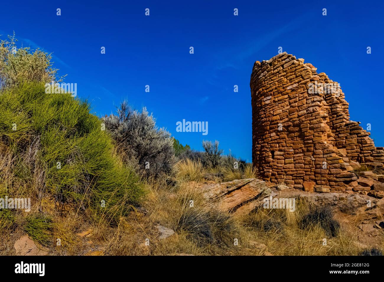 L'élégante maçonnerie en pierre des structures du château de Cutgorge à Hovenweep National Monument, Colorado, Etats-Unis Banque D'Images