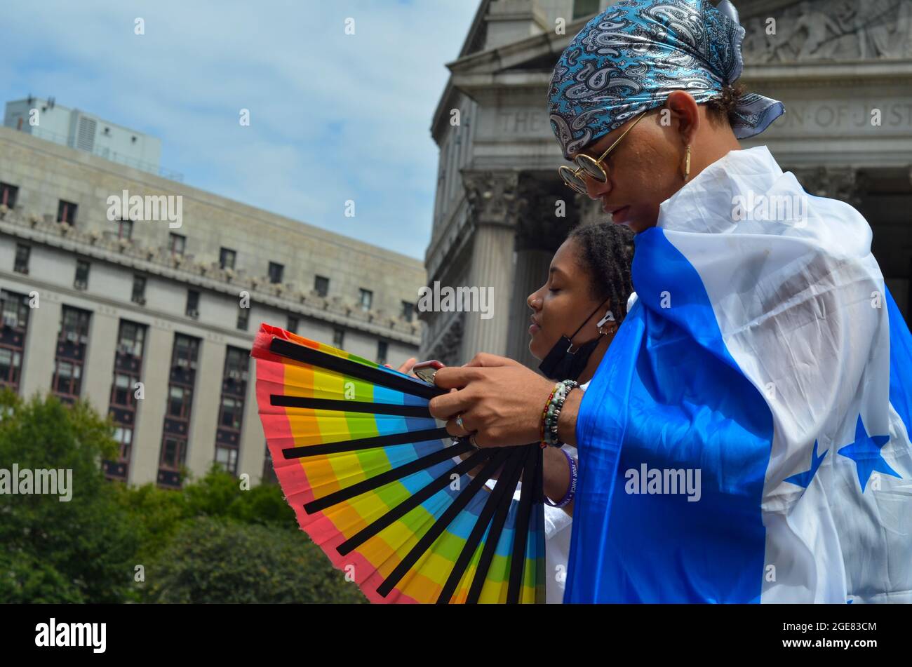 Des militants et des lauréats du DACA se sont rassemblés sur Foley Square à New York lors du rassemblement « nous sommes indéniables » pour demander la citoyenneté à tous. Banque D'Images