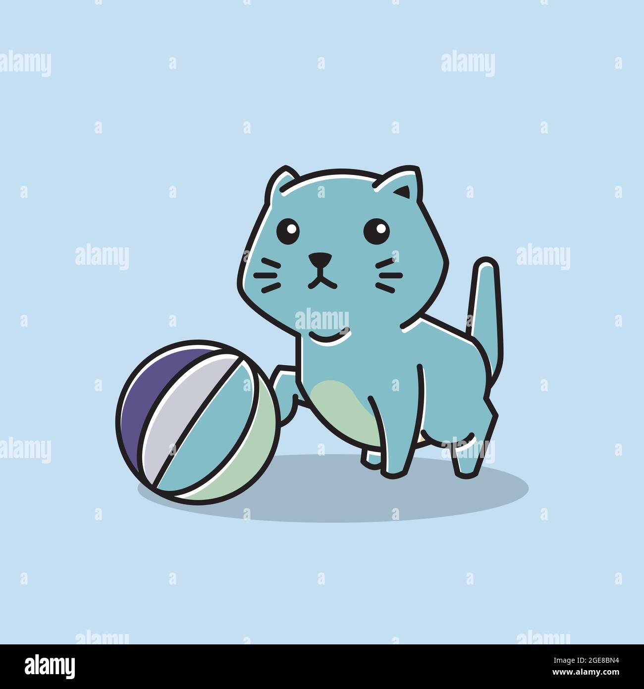 Joli petit chat Kitten jouant au dessin animé Illustration de Vecteur