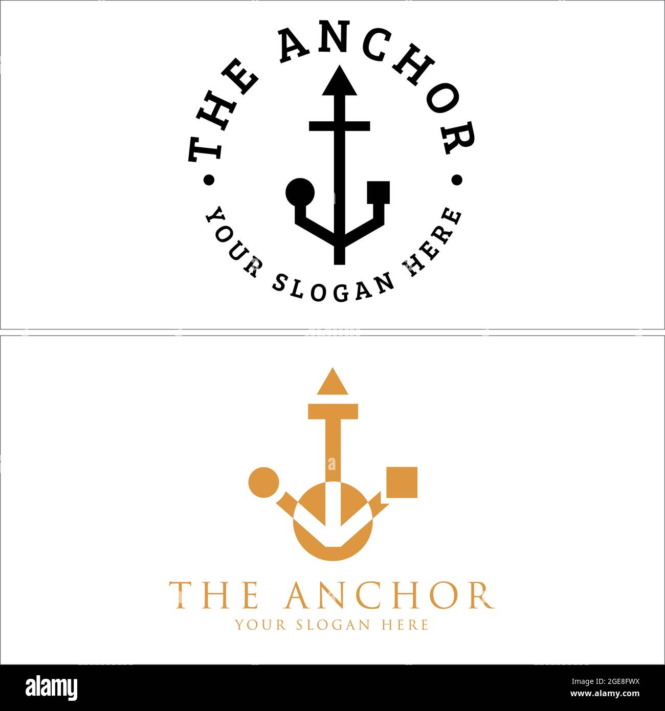 Premier ancrage flèche carré logo modèle centre d'innovation technologique Illustration de Vecteur