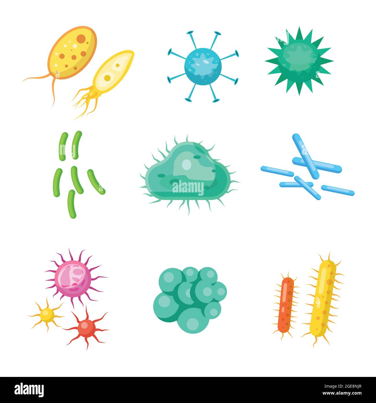 ensemble de bactéries, virus, germes, microbes volume 4. microbiology organisme isolé, cellule probiotiques. vecteur illustration icône design Illustration de Vecteur