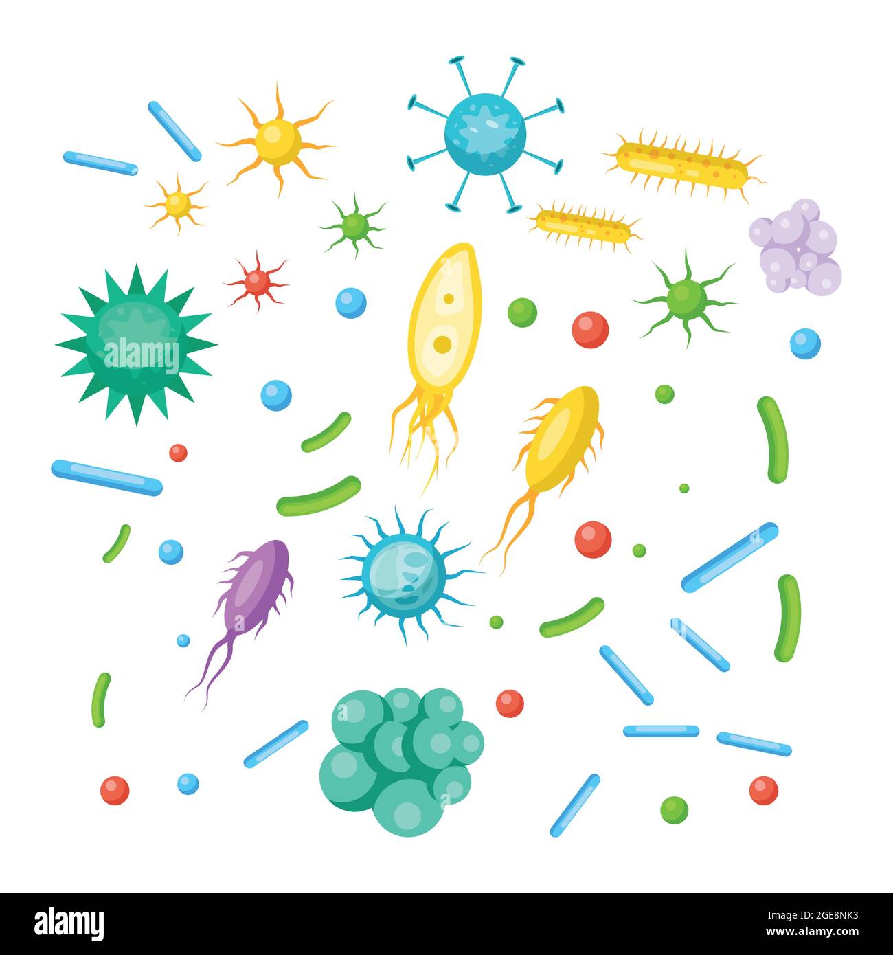 ensemble de bactéries, virus, germes, microbes volume 3. organisme de microbiologie, cellule probiotique. illustration vectorielle icône design Illustration de Vecteur
