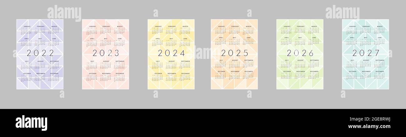 Calendrier 2023 Numérique Collection Calendrier 2022 2023 2024 2025 2026 2027 Avec Fond Abstrait De  Triangles Translucides Multicolores. Conception De Calendrier Pour  L'impression Et Le Numérique. Nous Image Vectorielle Stock - Alamy