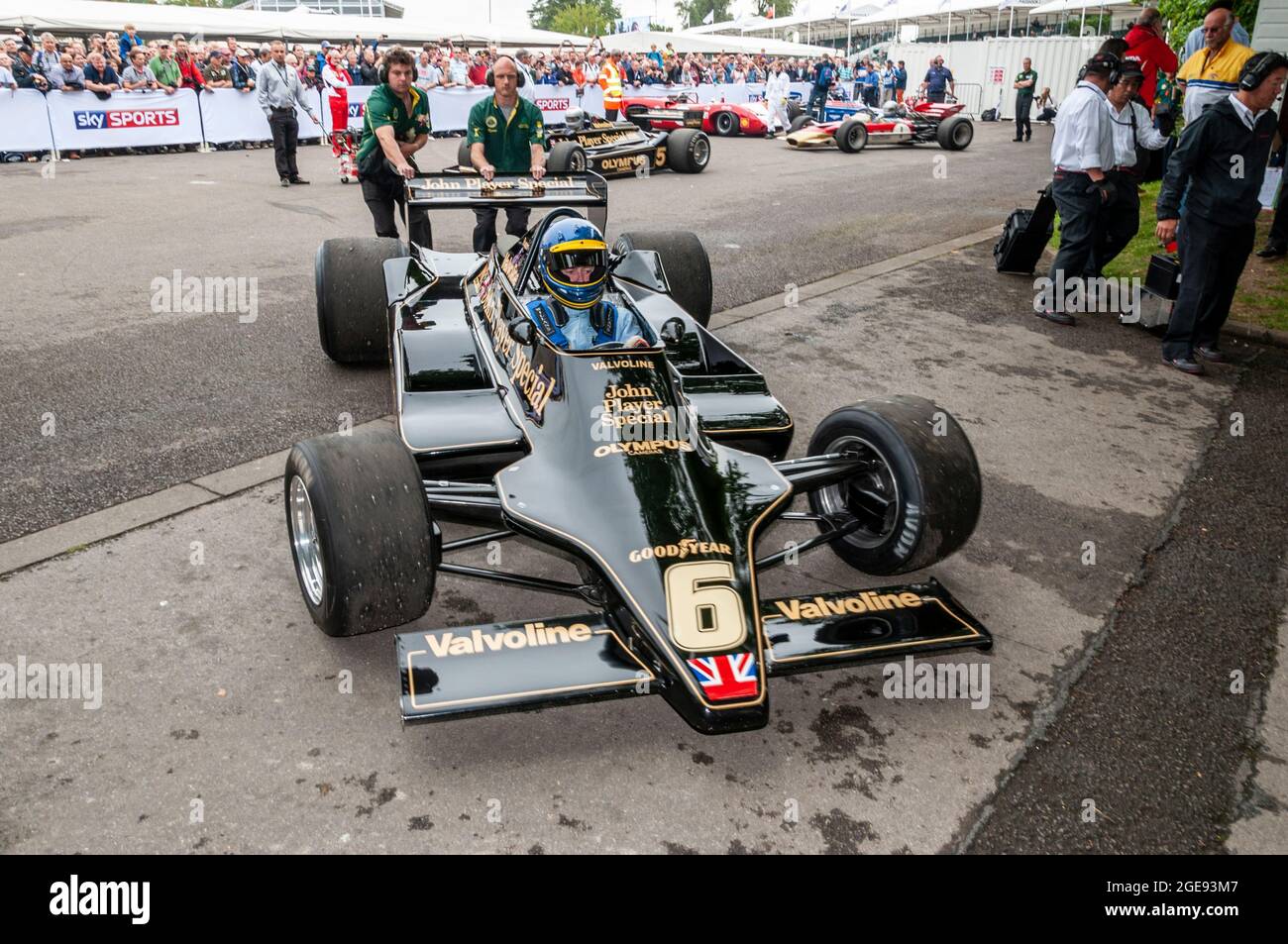 Lotus 79 Formule 1, voiture de course Grand Prix au Goodwood Festival of Speed Motor Racing event 2014, en sortant du paddock. John Player Team Lotus Banque D'Images