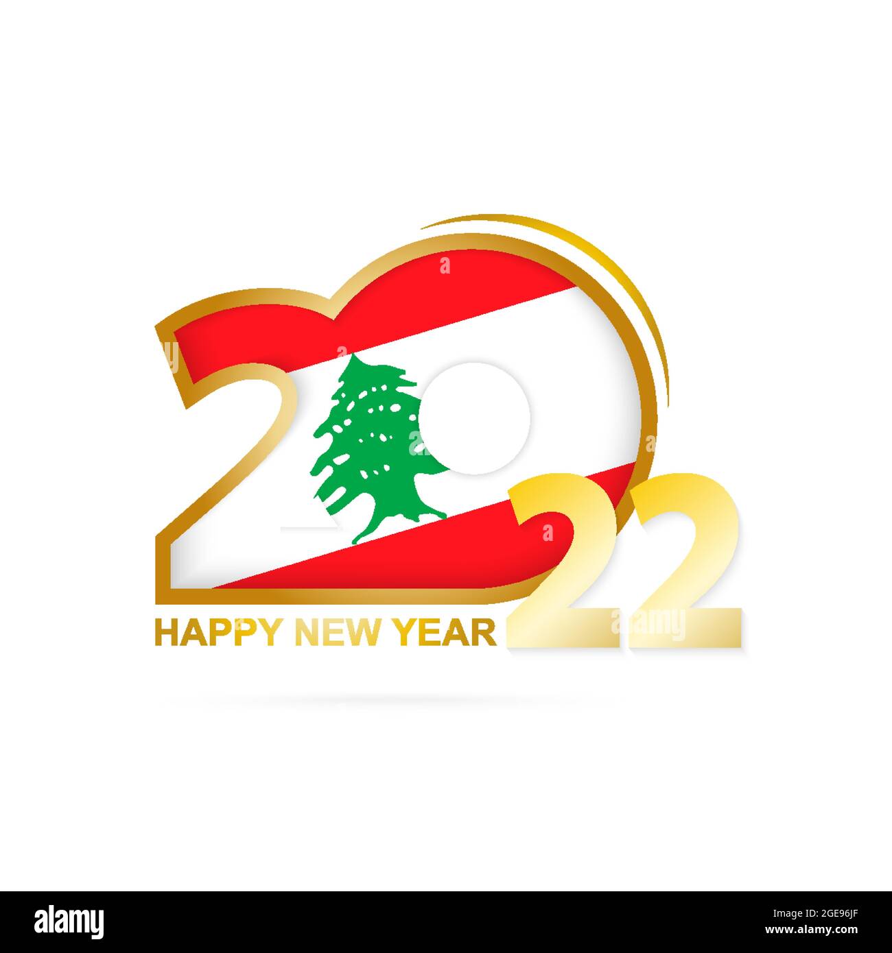 Année 2022 avec modèle de drapeau libanais. Bonne année de conception. Illustration vectorielle. Illustration de Vecteur