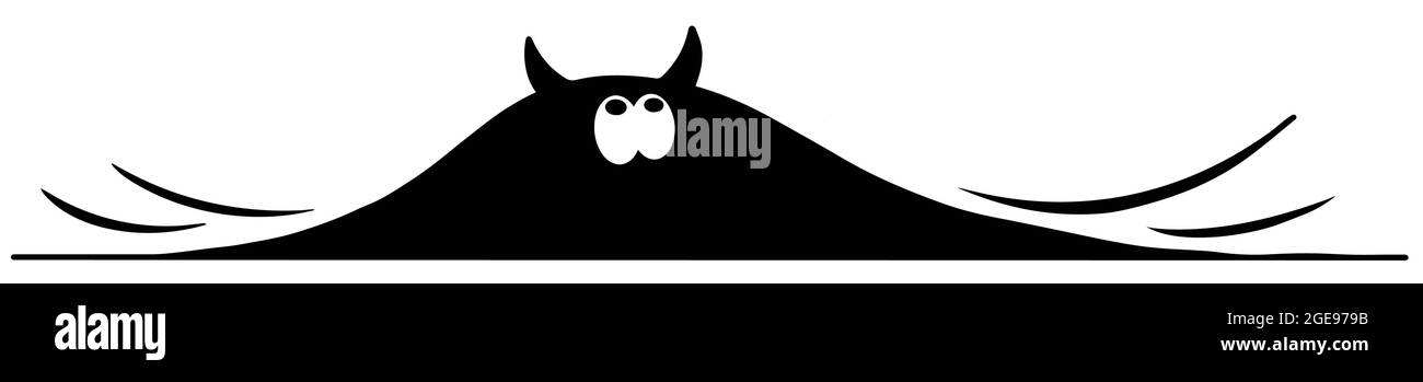 Mignon diable en regardant hors du trou. Illustration du vecteur Doodle Illustration de Vecteur