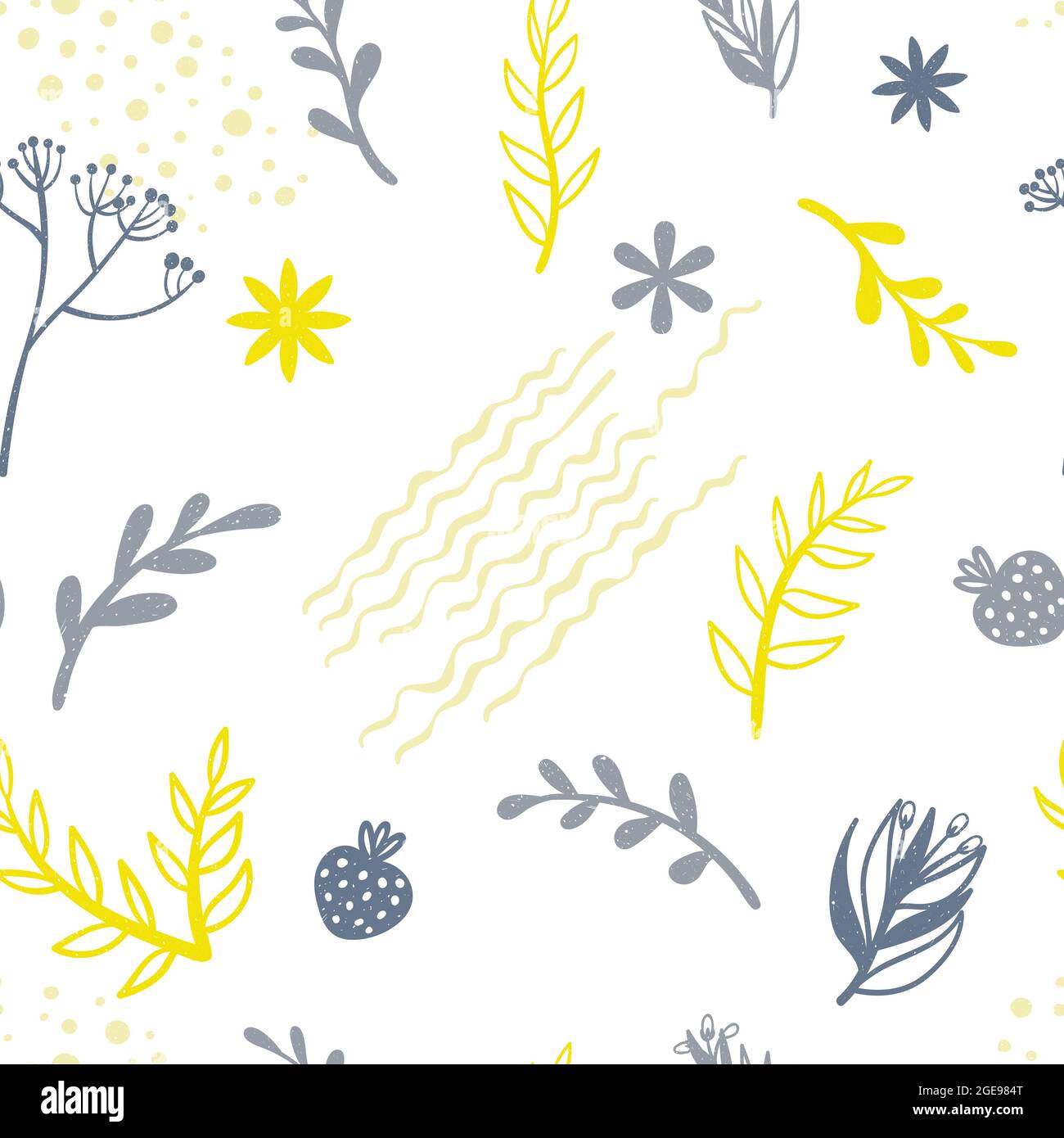 Silhouette de fleur décorative et forme abstraite moderne, motif sans couture. Joli fond coloré répété avec des éléments botaniques dessinés à la main Illustration de Vecteur