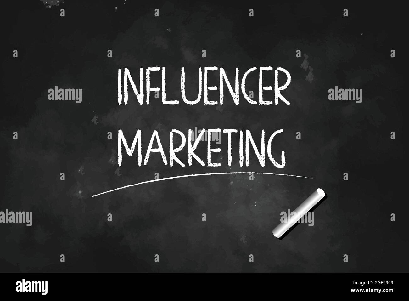 marketing d'influenceur écrit avec craie sur l'illustration vectorielle de tableau noir Illustration de Vecteur