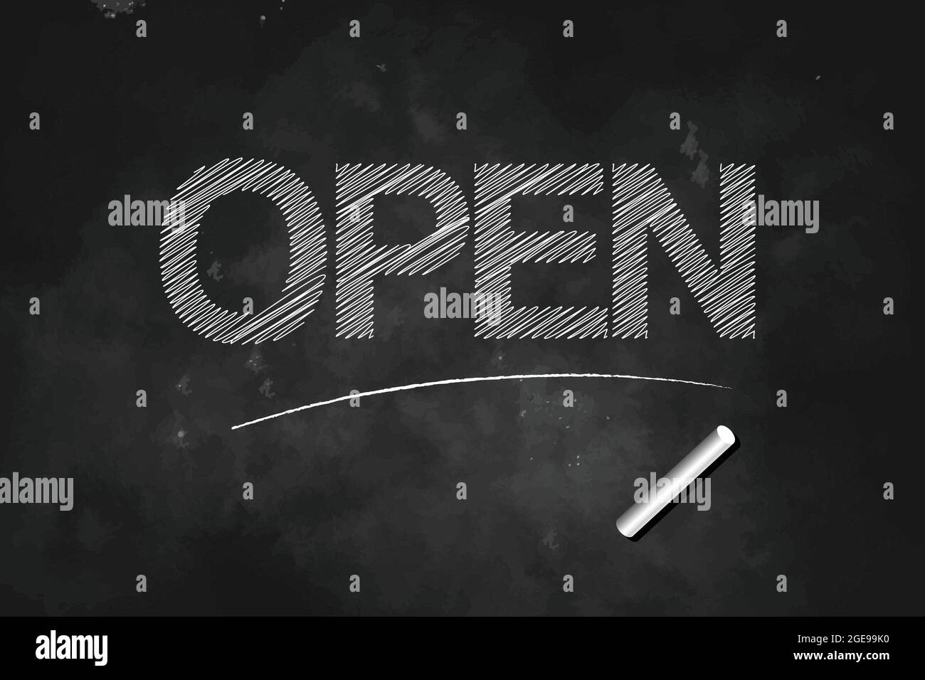 Open écrit avec craie sur tableau noir logo design illustration vectorielle Illustration de Vecteur