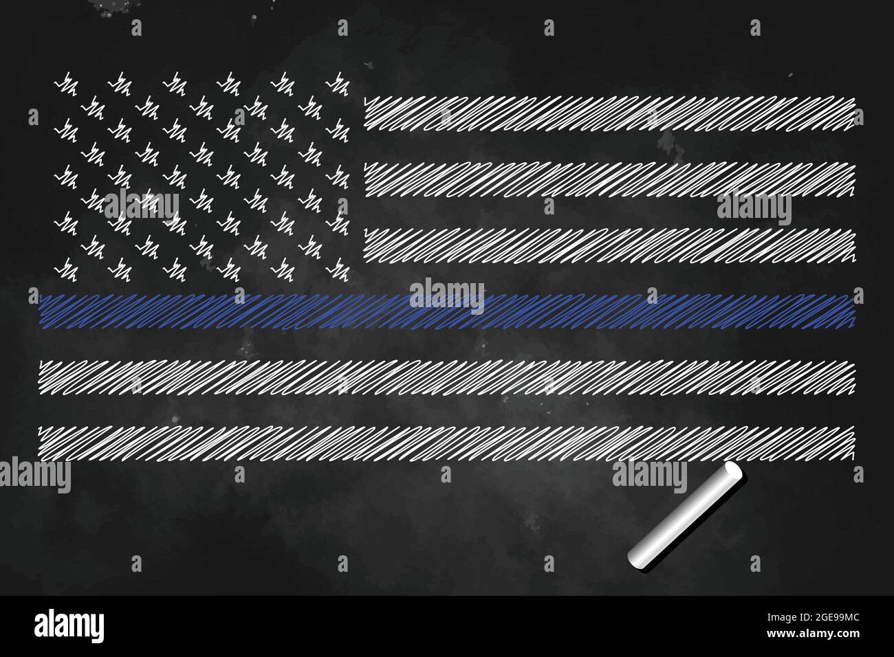 Drapeau américain avec symbole de soutien de la police, icône mince Blue Line logo symbole d'illustration de conception Illustration de Vecteur