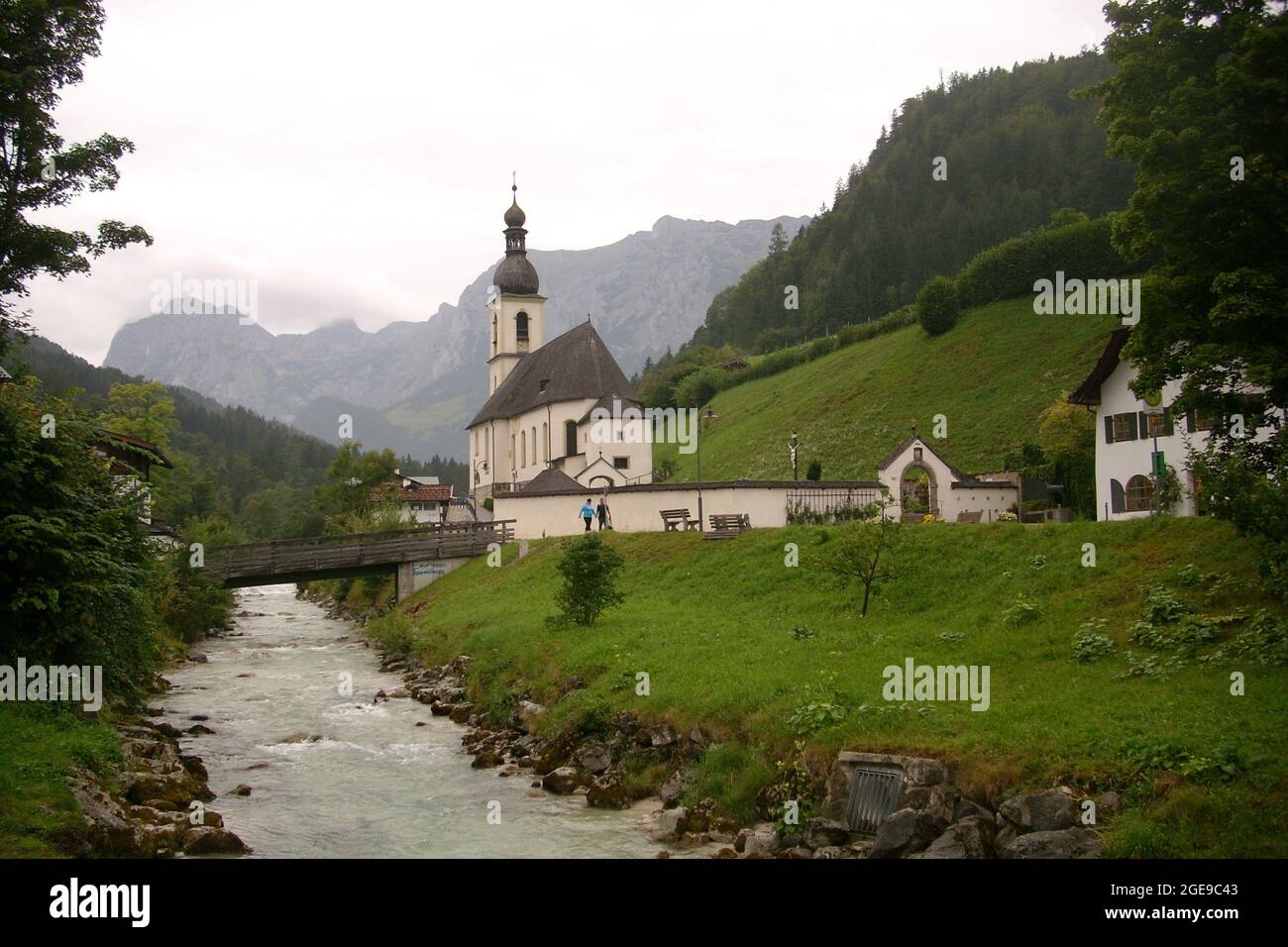Pittoresque église paroissiale de Saint-Sébastien à Ramsau BEI Berchtesgaden, Allemagne Banque D'Images