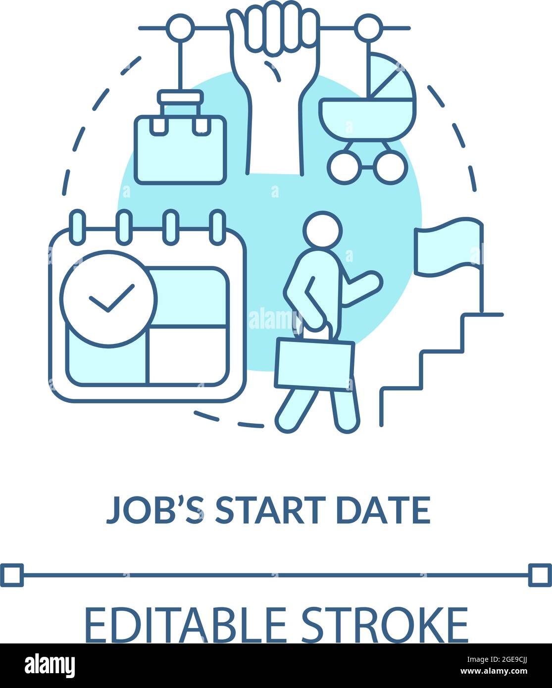 Icône bleue de la date de début du travail Illustration de Vecteur