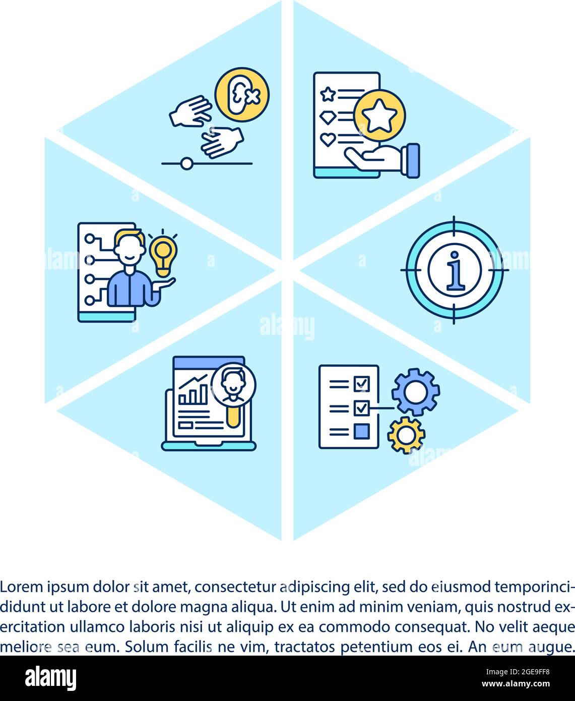 Concepts de base de l'expérience utilisateur, icônes de ligne avec texte Illustration de Vecteur