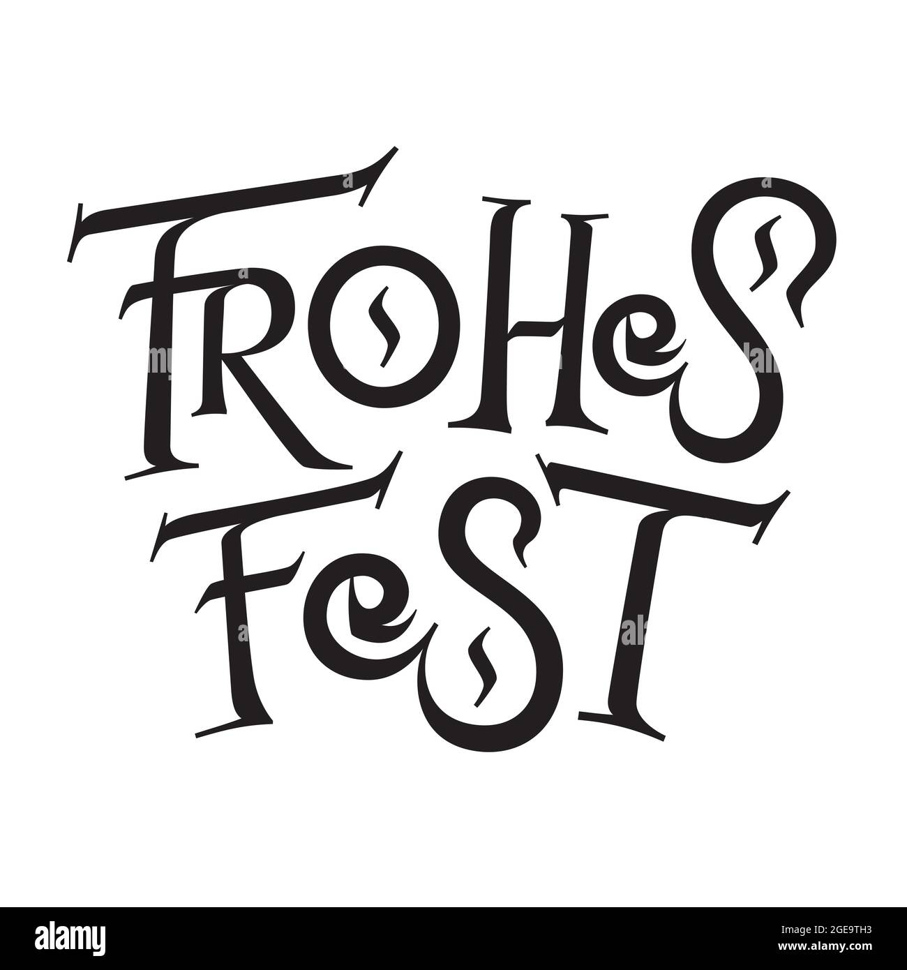 Frohes Fest. Texte allemand Happy Festival. Carte de voeux pour Joyeux Noël. Lettrage vectoriel basé sur la calligraphie à la brosse plate. Style moderne Illustration de Vecteur