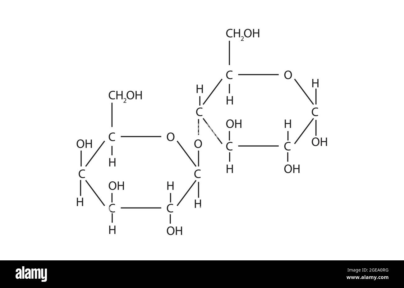 Structure chimique du lactose, Anatomie du lactose , structure moléculaire de   , Formule chimique du lactose, structure du lactose, sucre qui est dans le lait Illustration de Vecteur