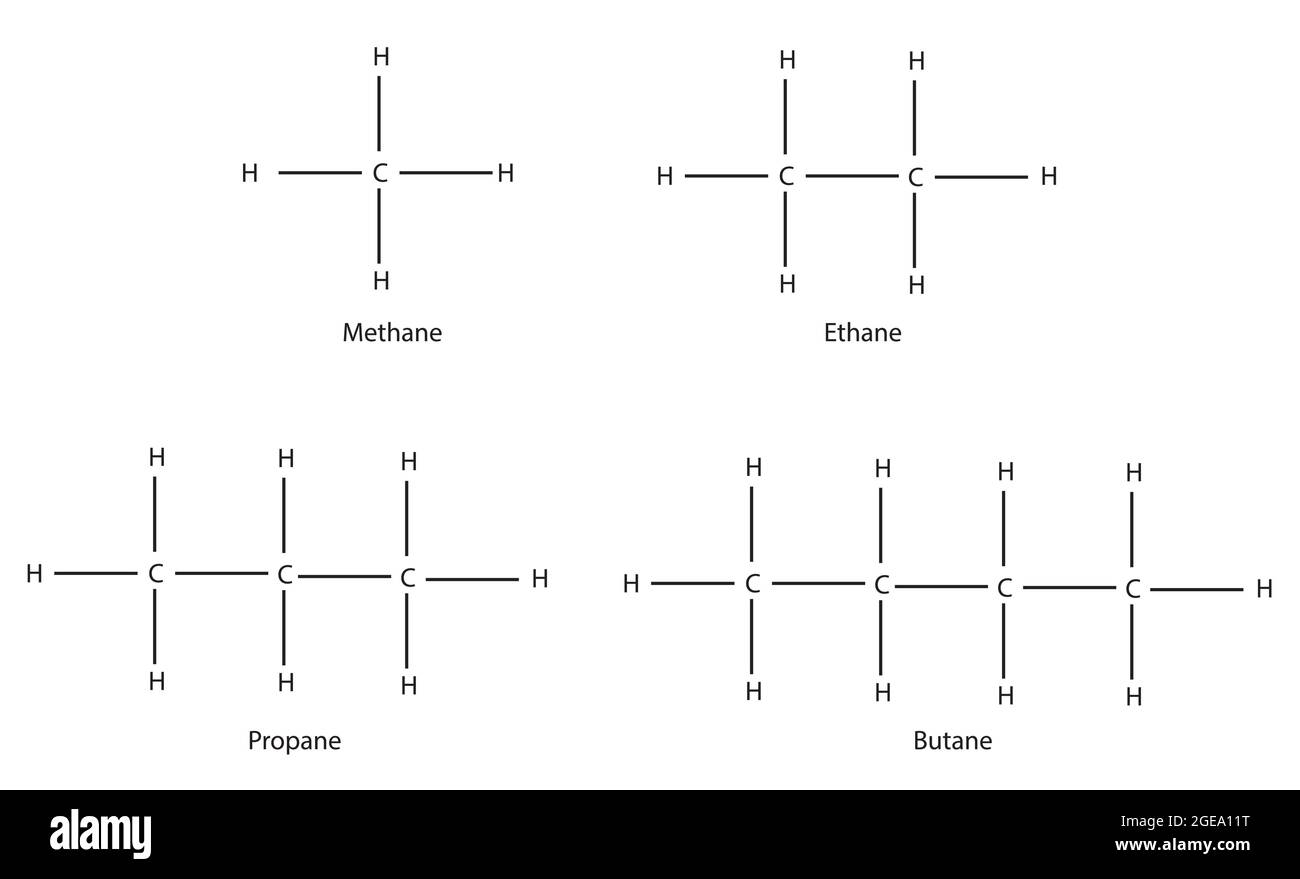 Structure chimique du méthane éthane propane butane, Anatomie du
