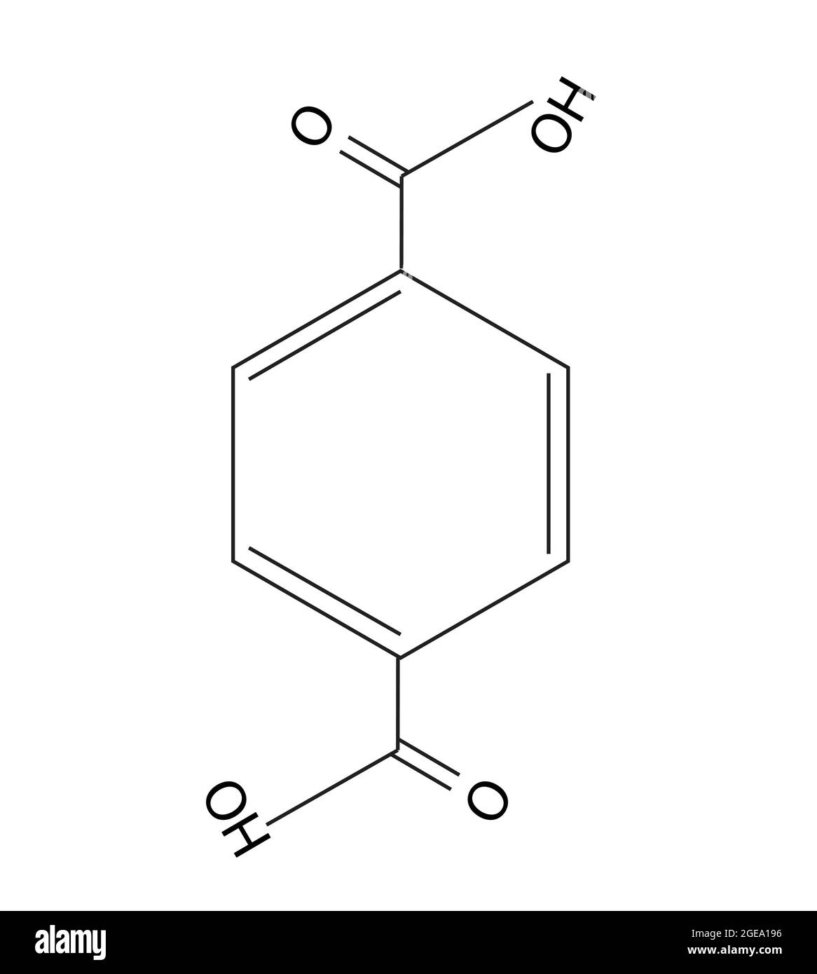 Structure chimique de l'acide téréphtalique, Anatomie de l'acide téréphtalique , structure moléculaire de l'acide téréphtalique , Formule chimique de l'acide téréphtalique Illustration de Vecteur