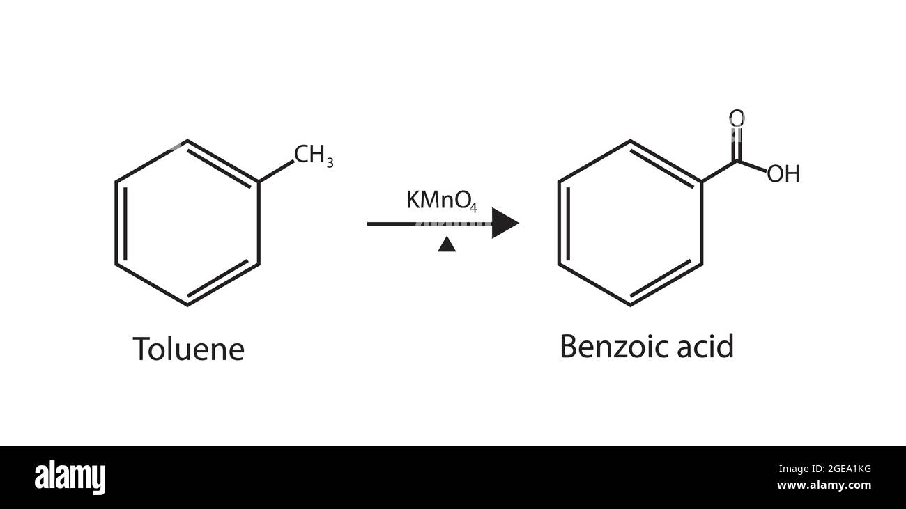 Réaction de toluène et de permanganate de potassium Illustration de Vecteur