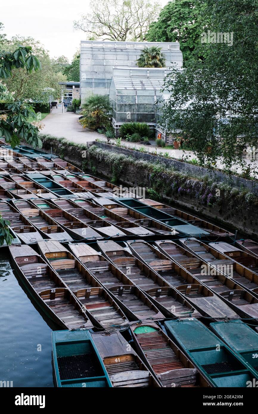 Bateaux de boxe dans la rivière Cherwell. Banque D'Images