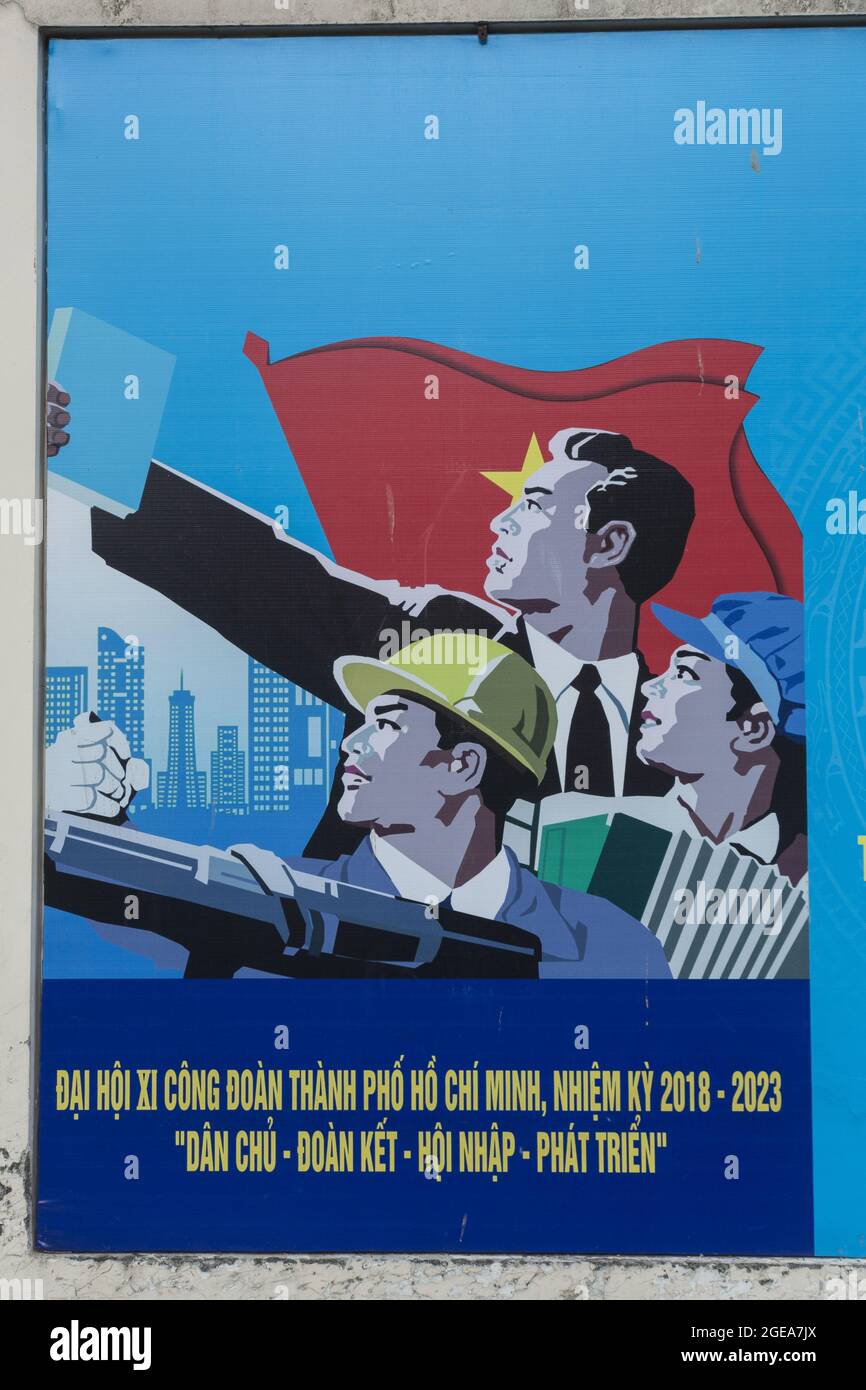 Panneaux publicitaires de propagande au Vietnam Banque D'Images