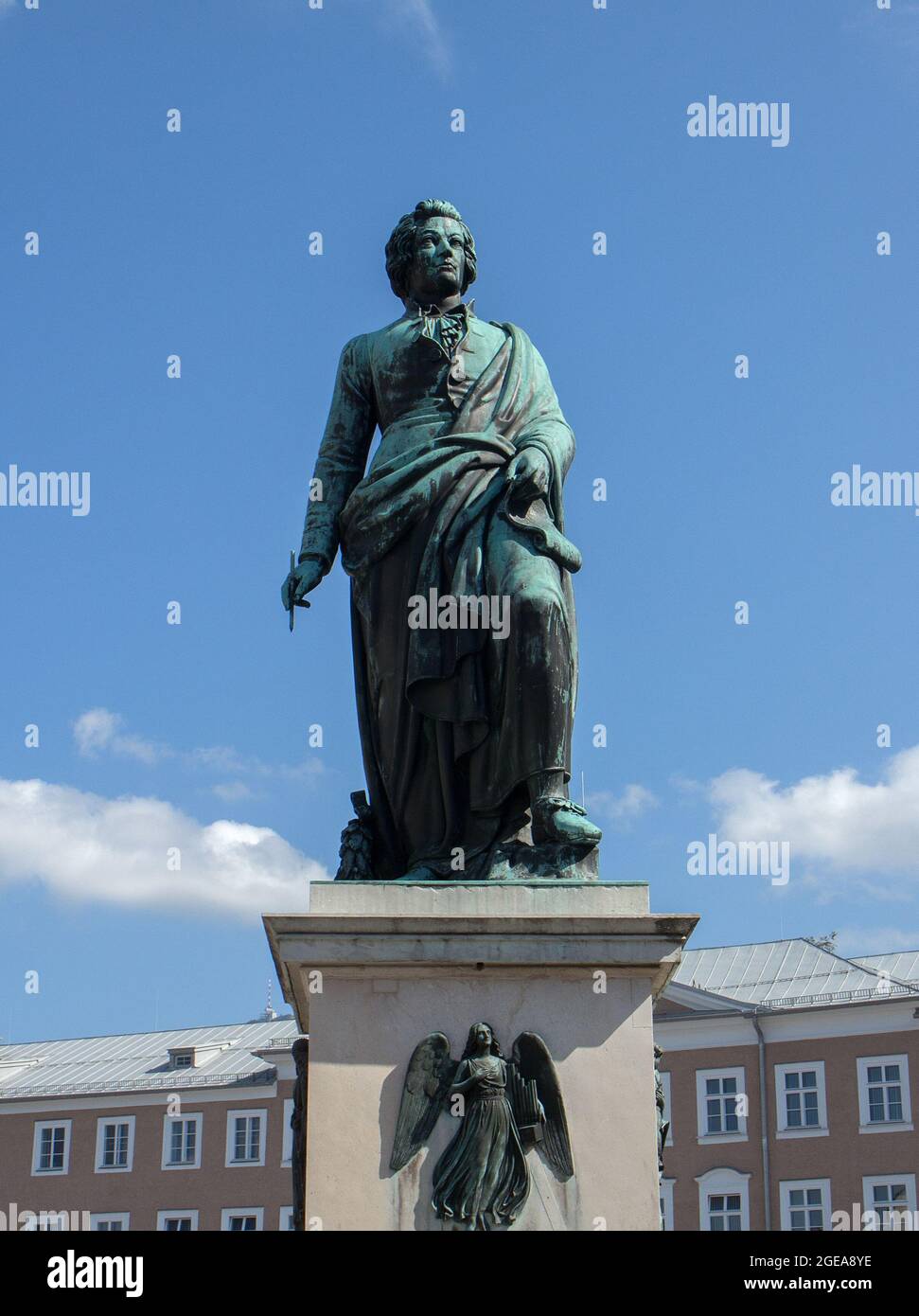 Monument Mozart à Mozartplatz, Salzbourg, Autriche Banque D'Images