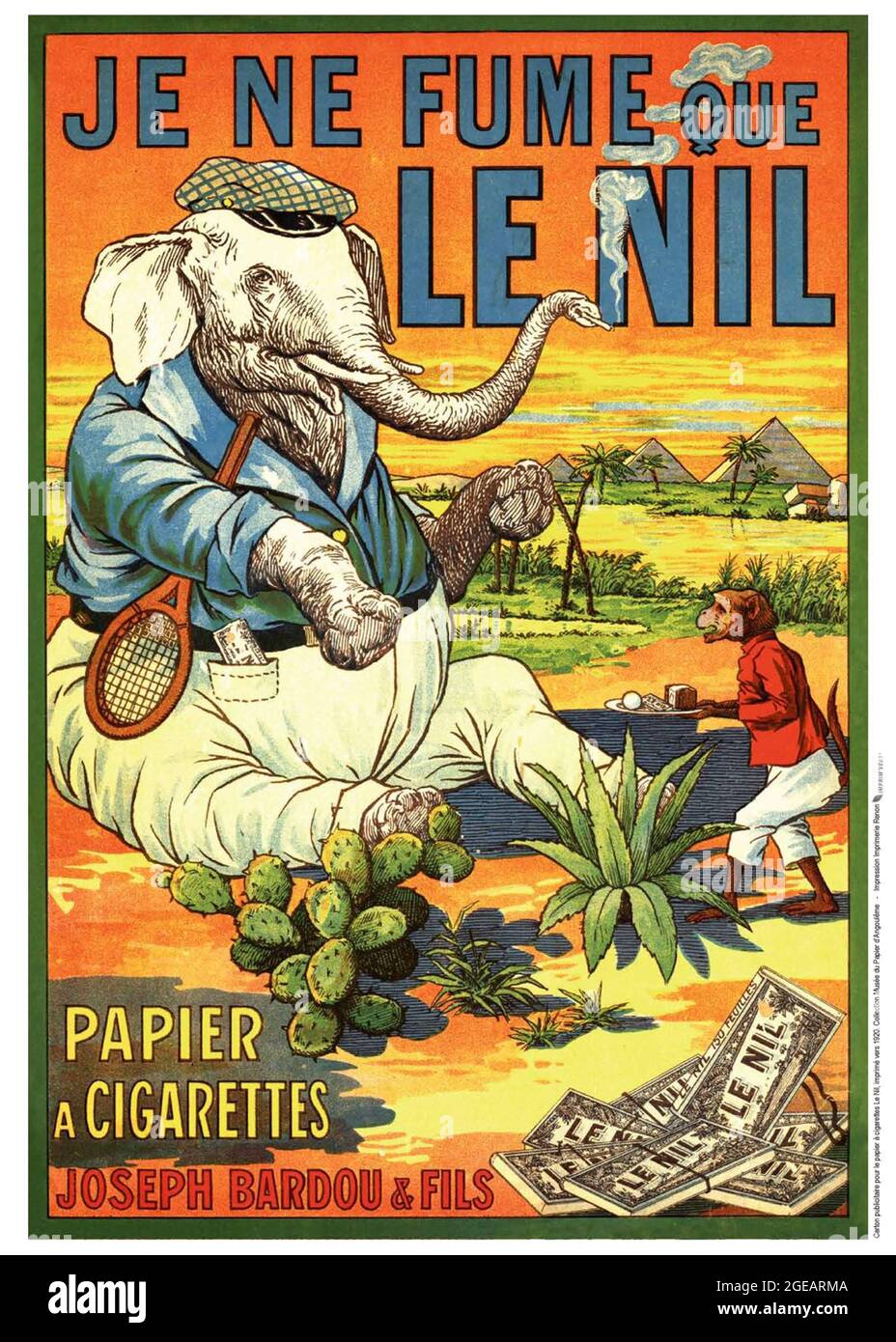 Cliquez sur l'affiche de papier à cigarettes français vintage - le Nil, 1900 Banque D'Images