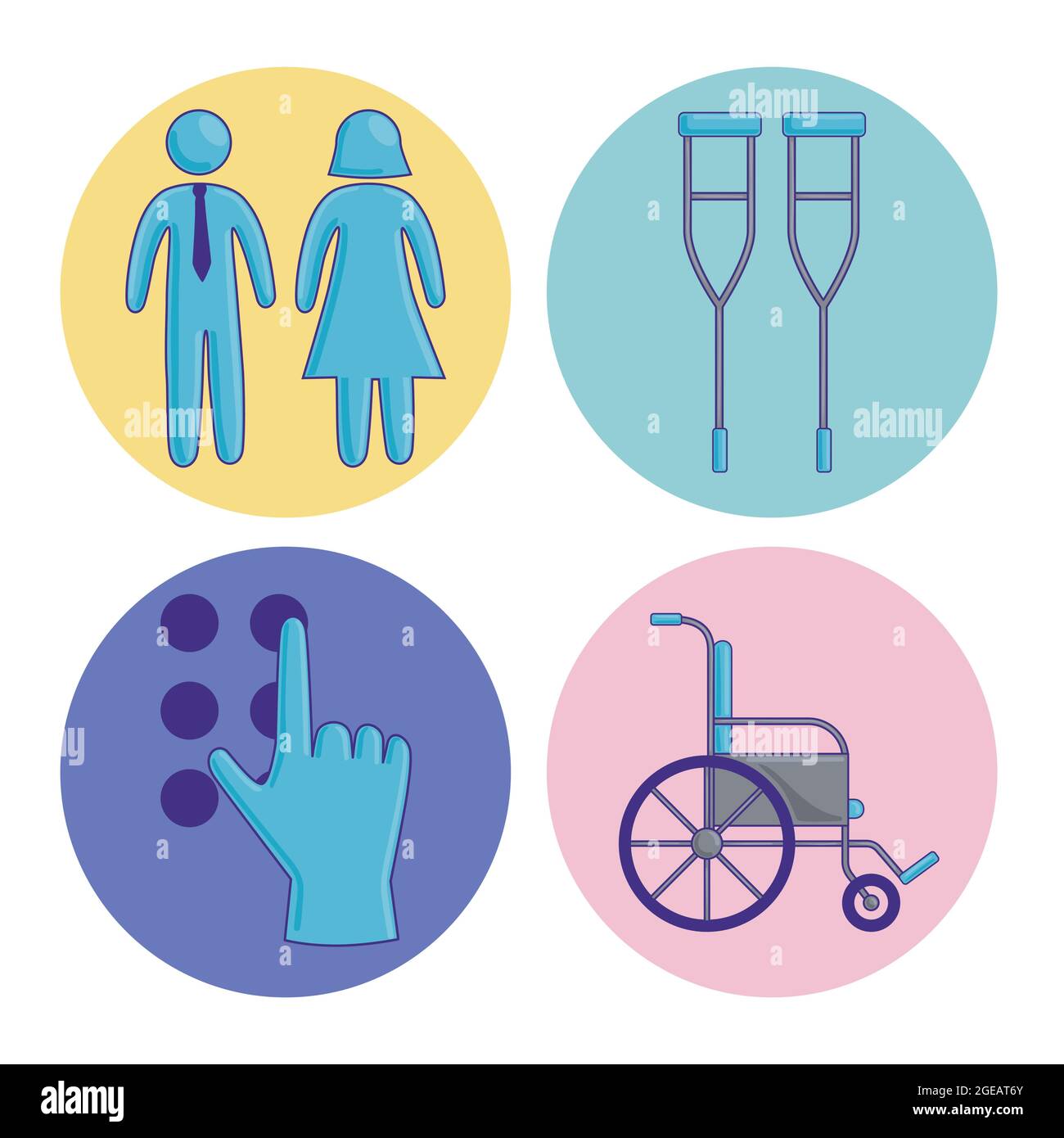 quatre icônes d'accessibilité désactivées Illustration de Vecteur