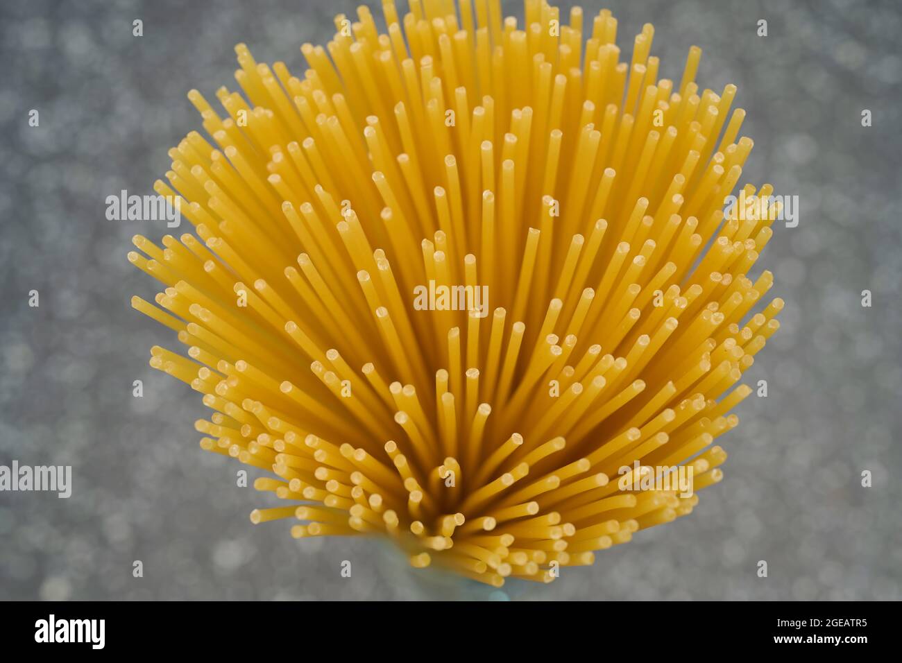 Food, Deutschland, Trockene Spaghetti Nudeln stehend, von Oben fotografiert. Banque D'Images