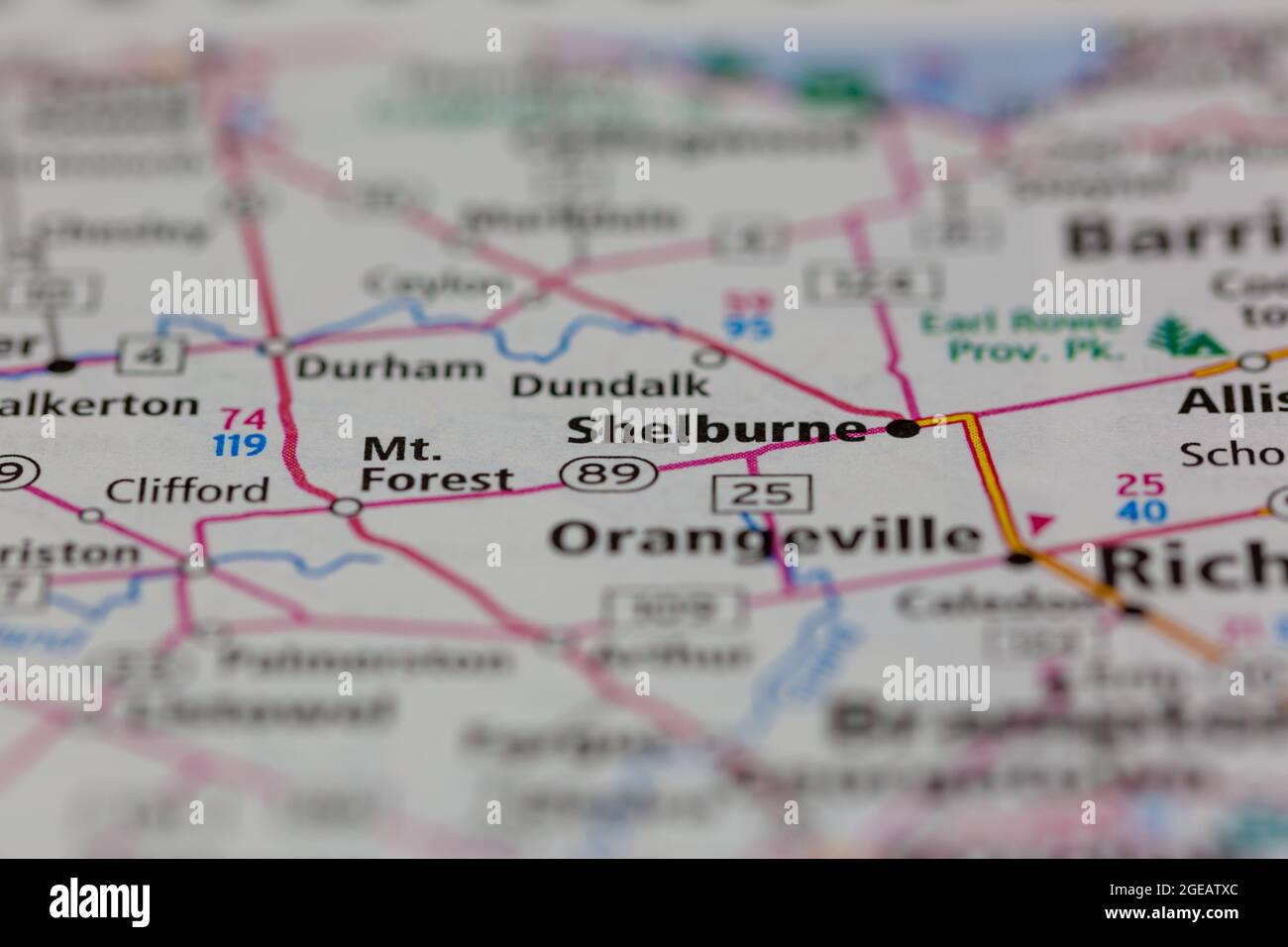 Carte de l'ontario shelburne Banque de photographies et d’images à