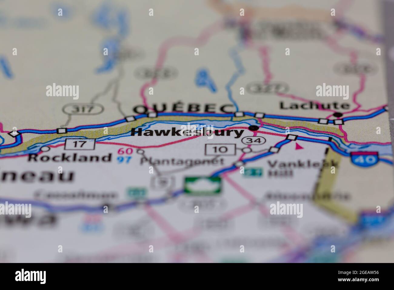 Hawkesbury Ontario Canada sur une carte routière ou une carte de géographie Banque D'Images