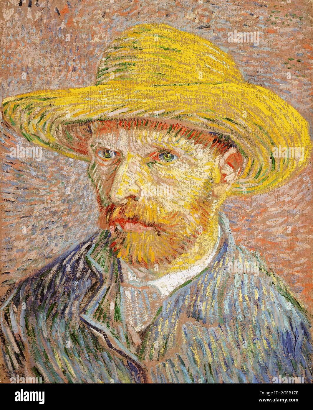 Autoportrait avec un chapeau de paille (1887) par Vincent Van Gogh Banque D'Images