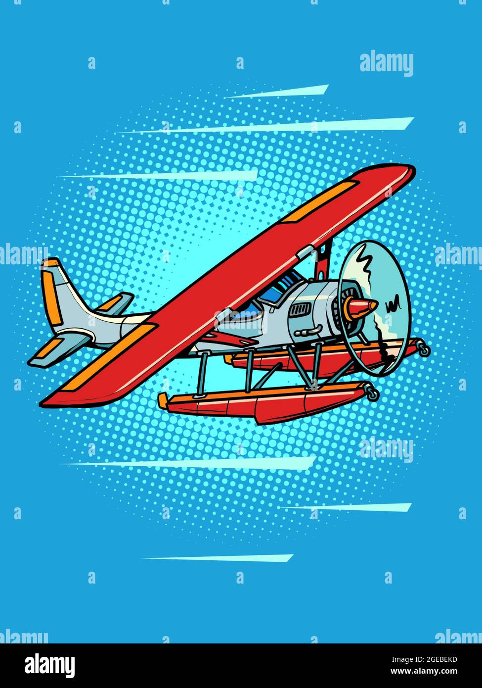 hydroplane, avion d'hélice d'eau passager, rétro aviation de loisirs Illustration de Vecteur