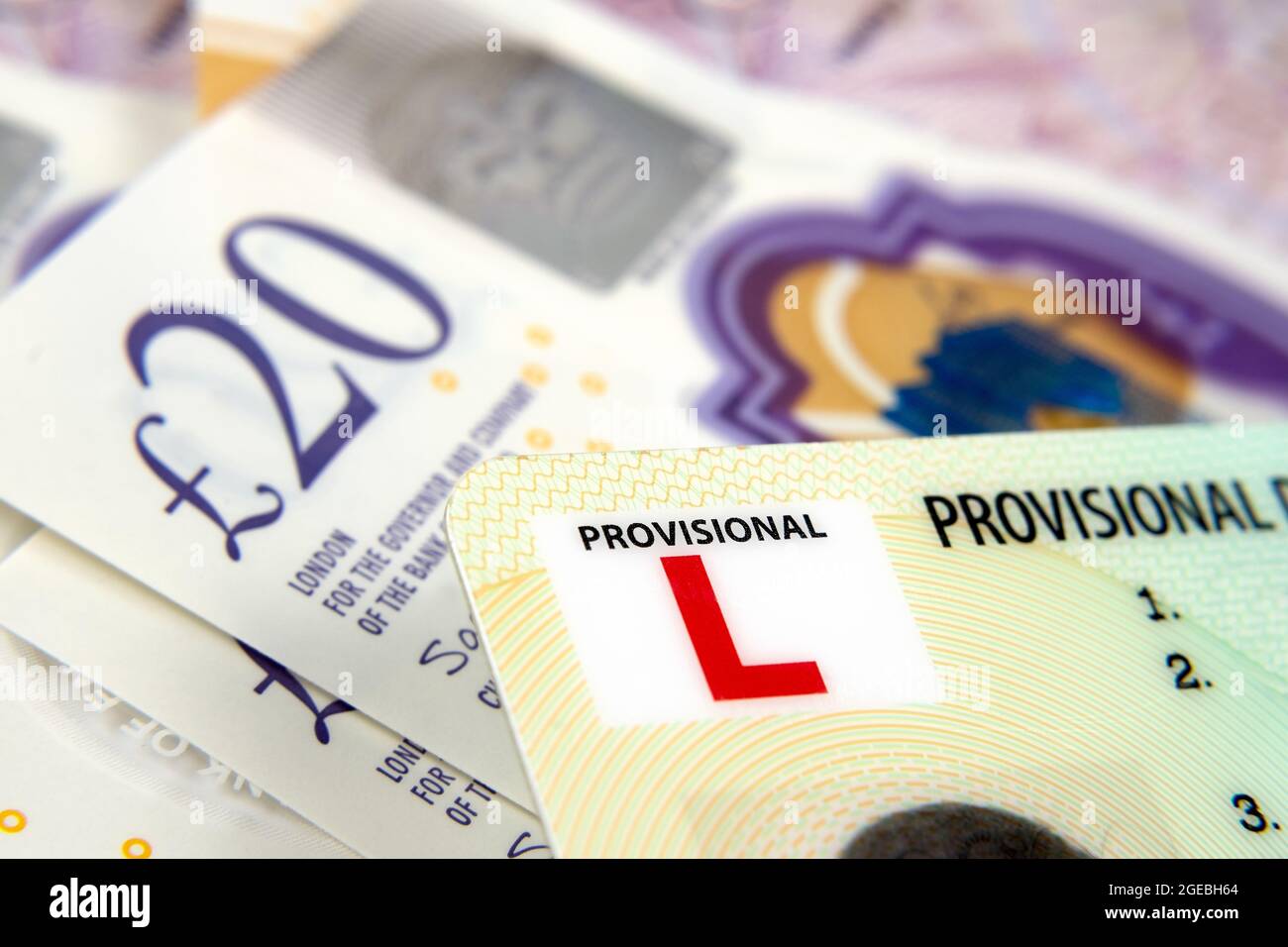 Permis de conduire provisoire du Royaume-Uni. Permis de conduire britannique. Banque D'Images