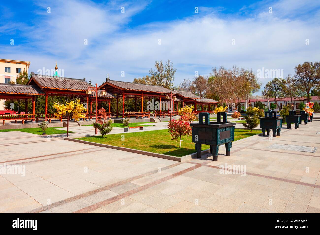 Jardin chinois au centre de la ville de Samarkand en Ouzbékistan Banque D'Images