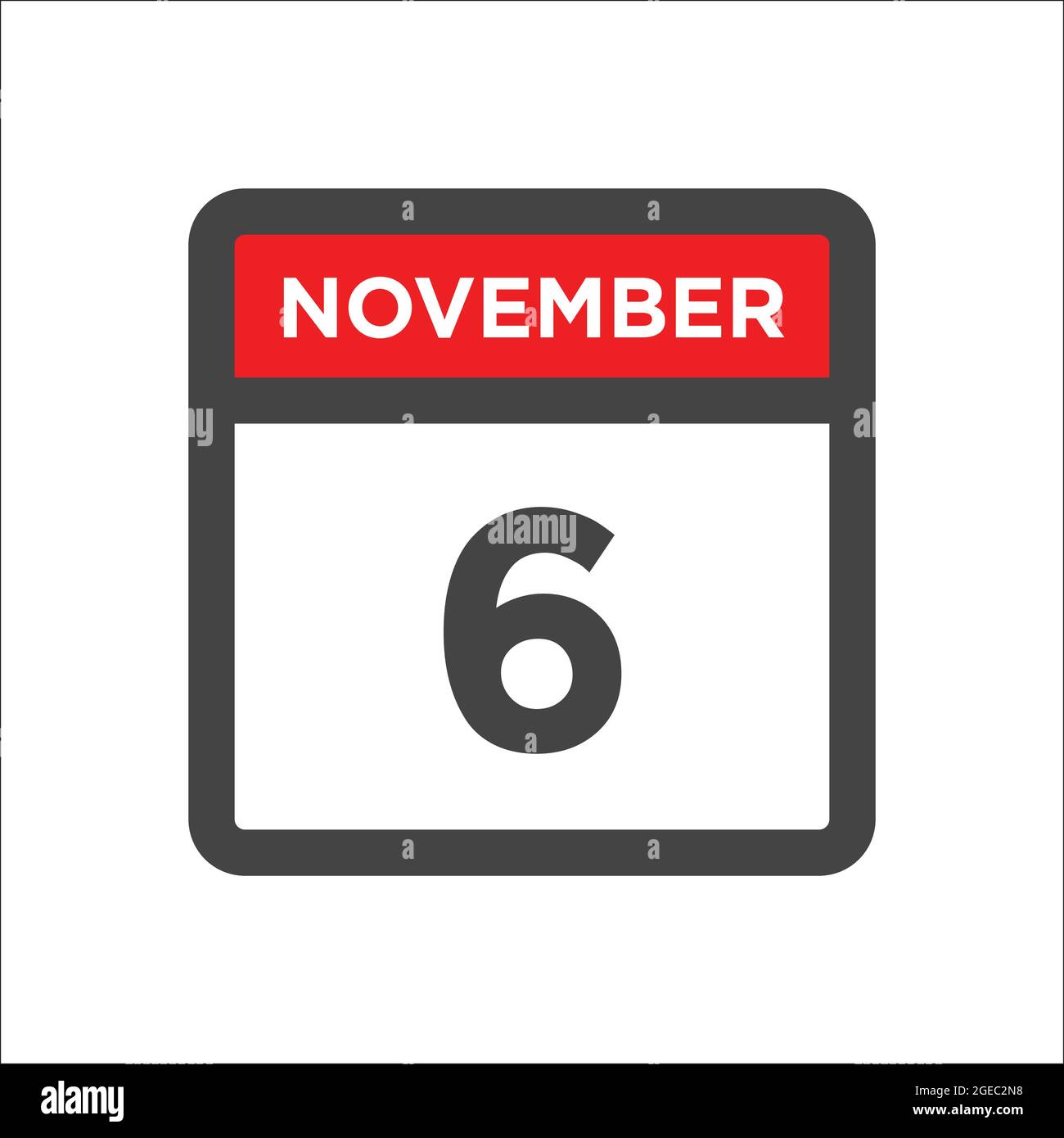 Icône du calendrier de novembre 6 avec jour du mois Image Vectorielle Stock - Alamy