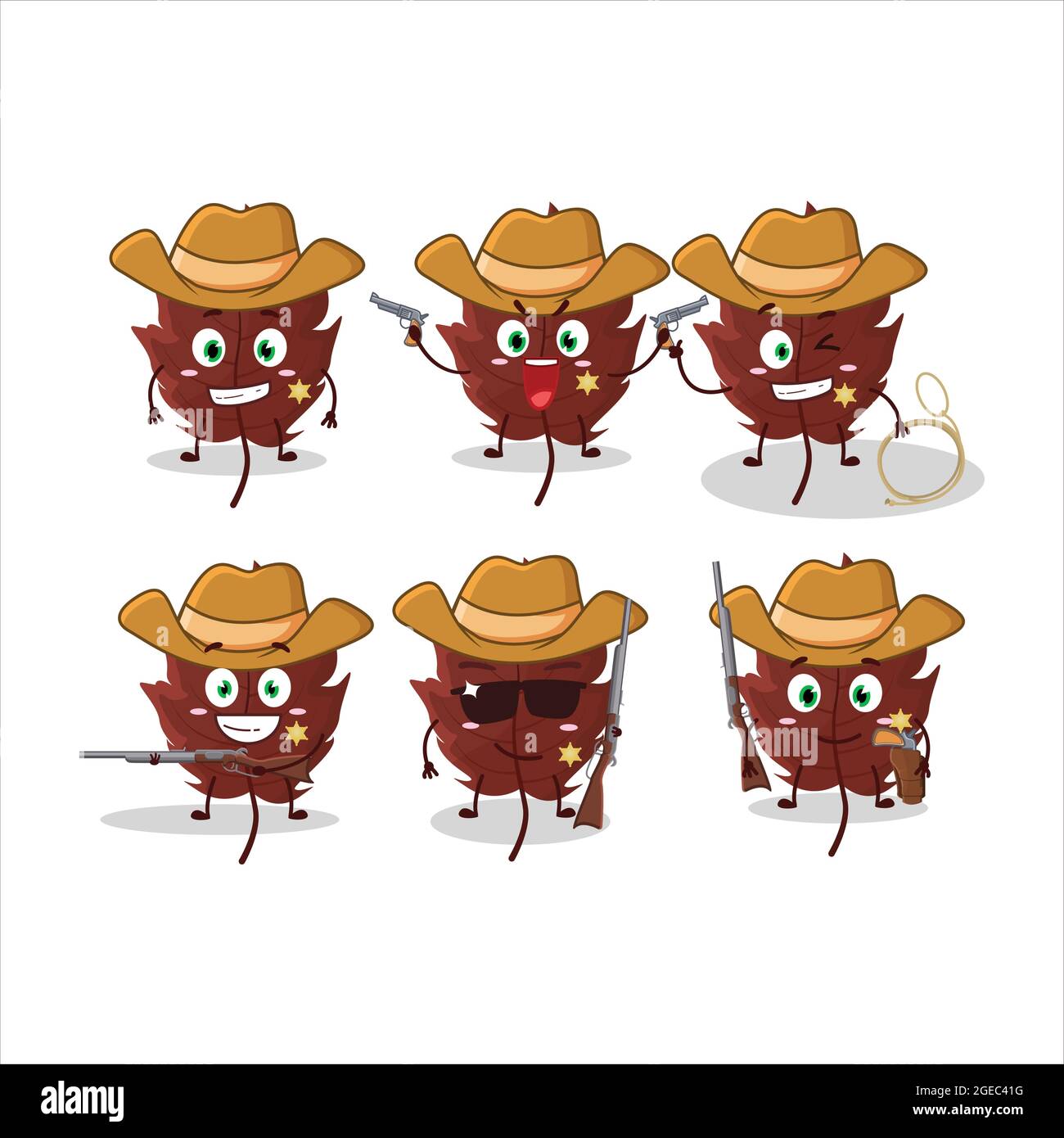 Joli chapeau de cowboy brun feuille d'automne personnage de dessin animé  avec un joli chapeau. Illustration vectorielle Image Vectorielle Stock -  Alamy