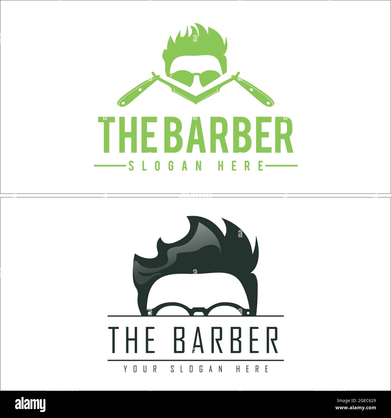Salon de coiffure avec couteau à cheveux et logo de style homme vectoriel Illustration de Vecteur
