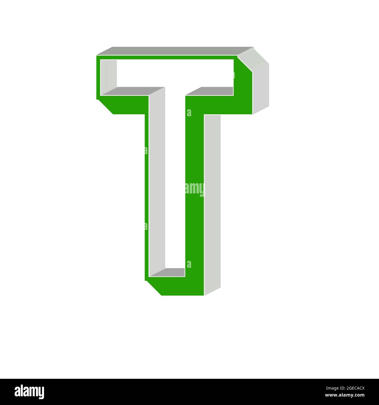 Lettre majuscule T coloré 3D abstrait beau fond blanc Banque D'Images