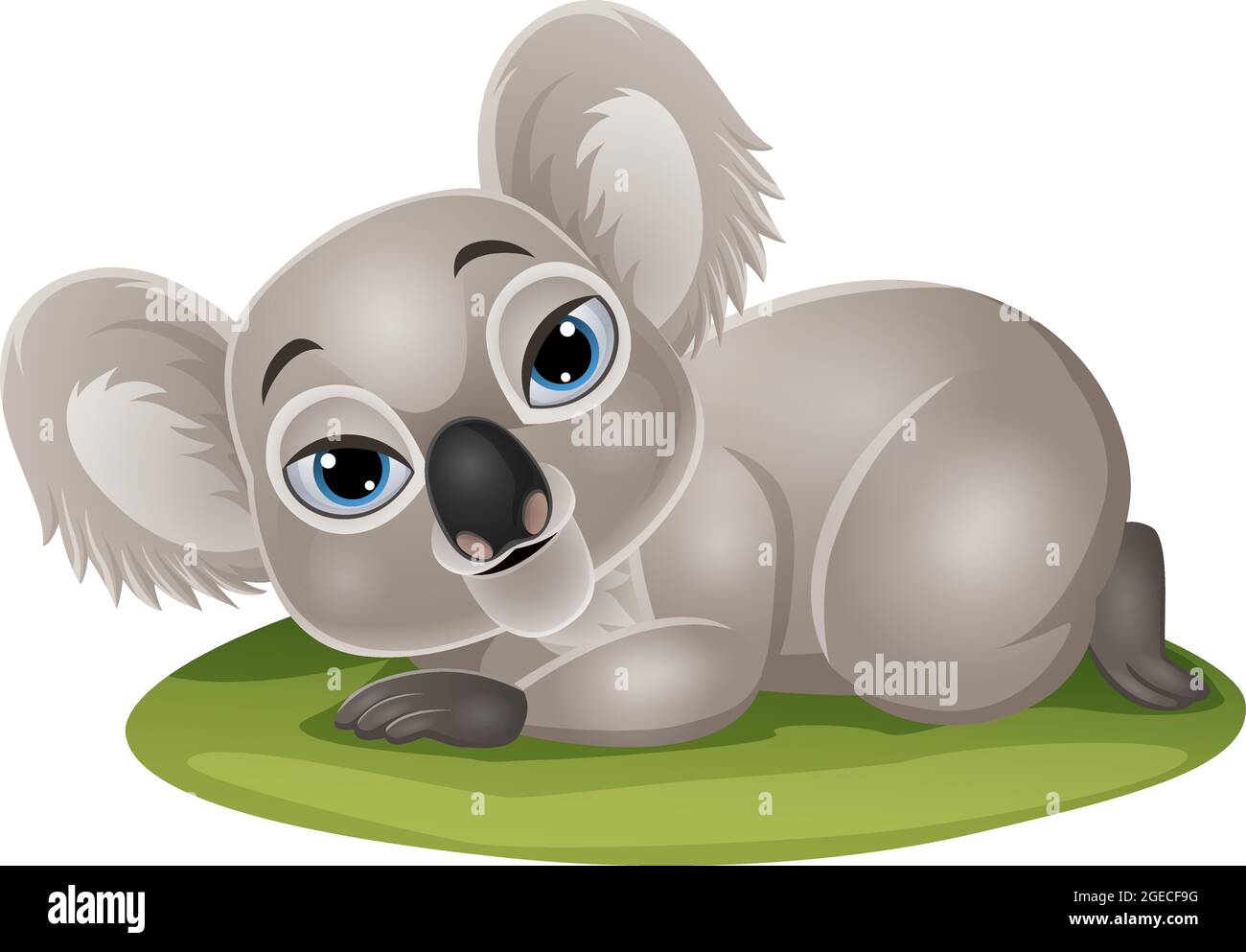 Dessin Anime Bebe Drole Koala Couche Dans L Herbe Image Vectorielle Stock Alamy