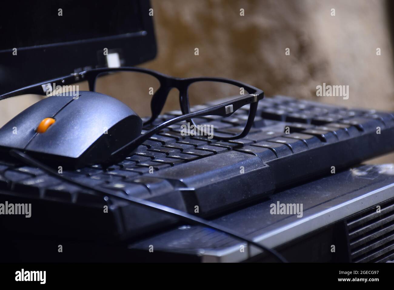 souris clavier ordinateur et spécifications avec mise au point sélective Banque D'Images