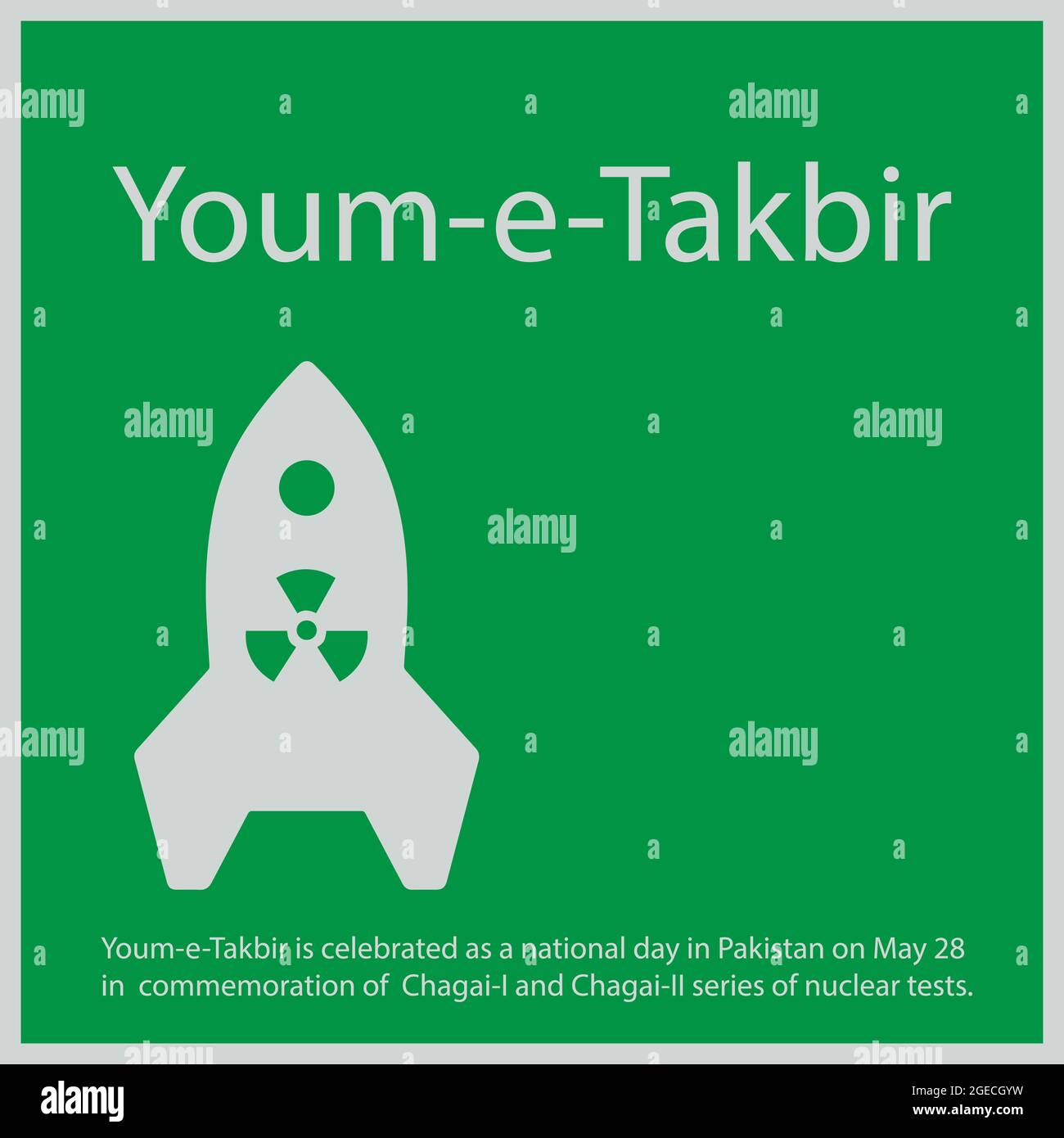 Youm-e-Takbir est célébré comme une journée nationale au Pakistan le 28 mai en commémoration des séries d'essais nucléaires Chagai-I et Chagai-II. Illustration de Vecteur