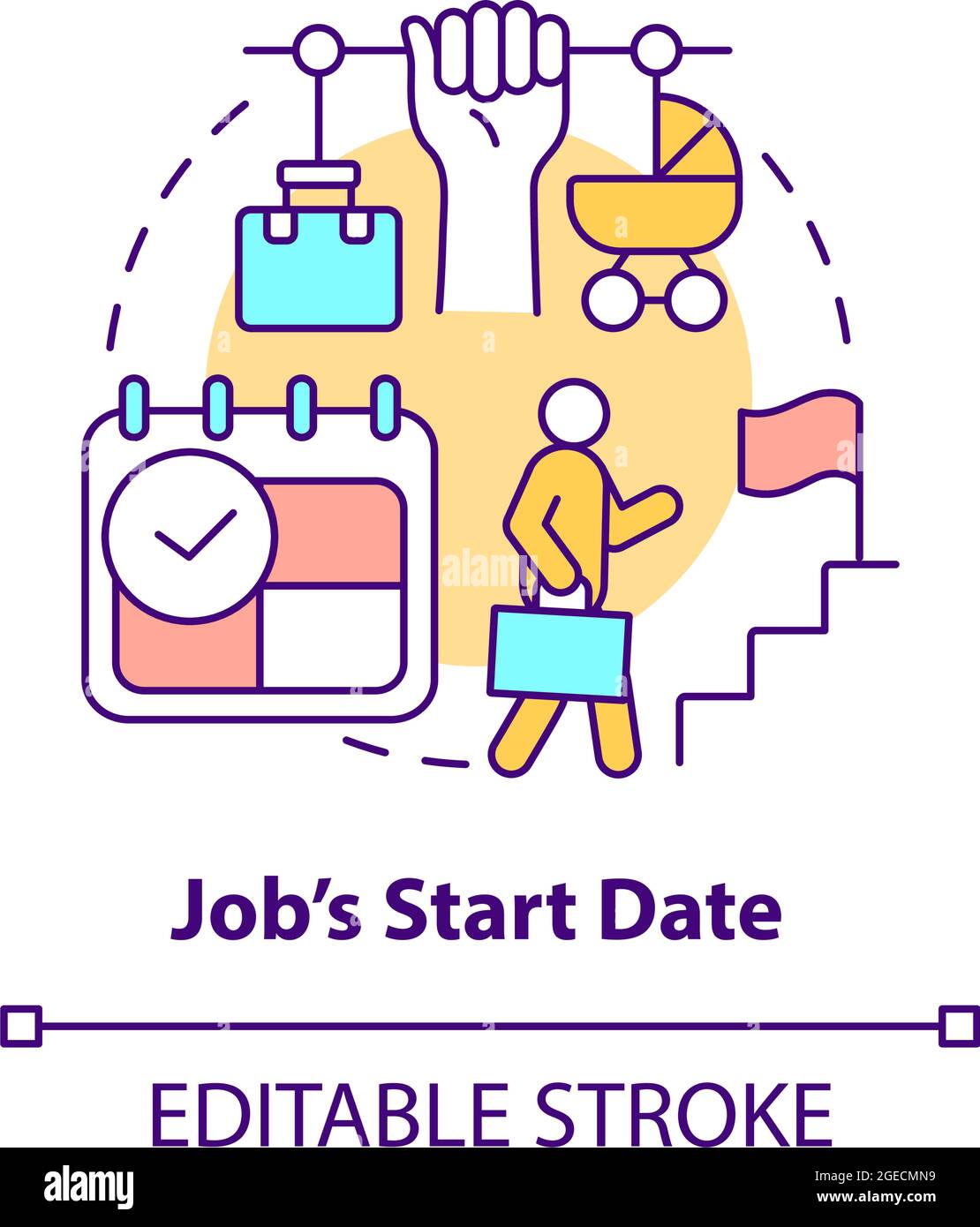 Icône de concept de date de début de tâche Illustration de Vecteur