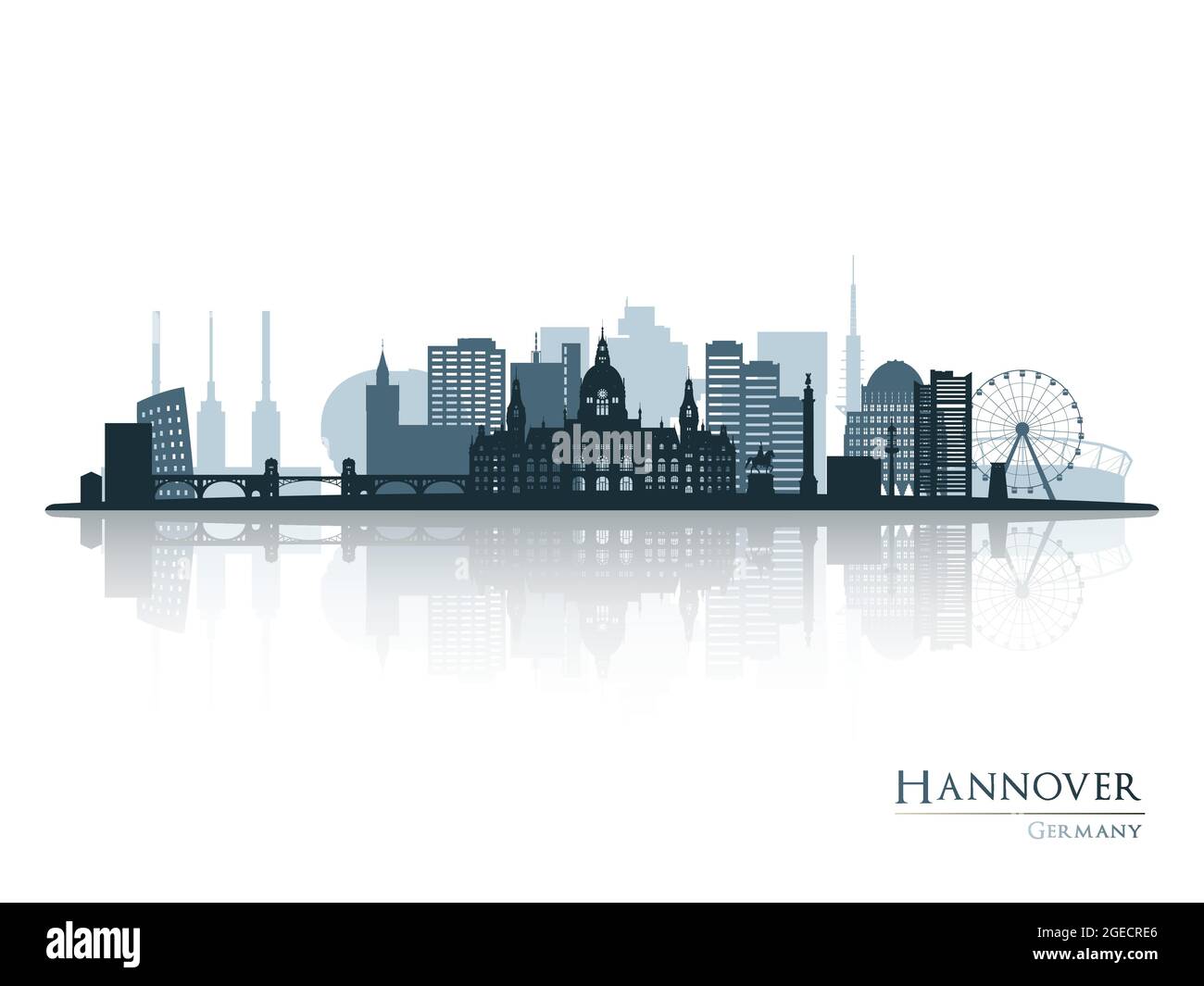 Silhouette d'horizon de Hanovre avec reflet. Illustration vectorielle. Illustration de Vecteur