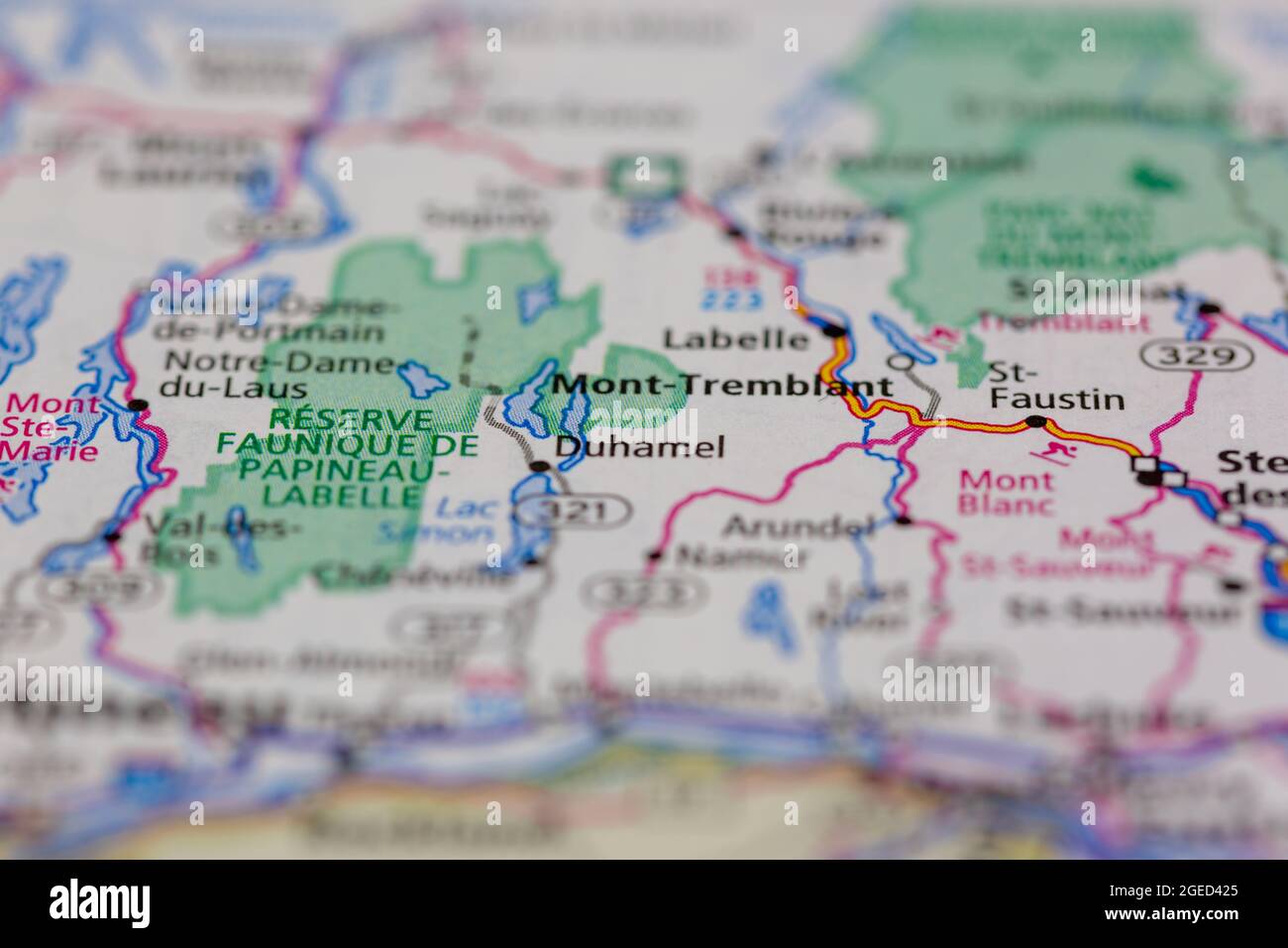 Duhamel Québec Canada sur une carte routière ou une carte de géographie Banque D'Images